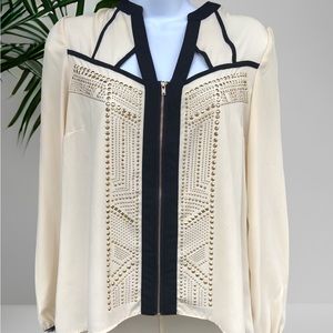 Bejeweled Zipper Blouse
